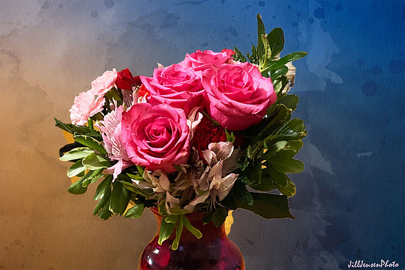 Old Fashioned Roses and Vase