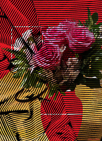 Roses Red Vase Abstract Textile
